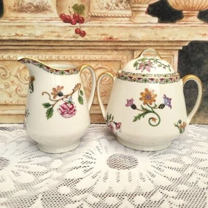 Antique French Limoges Oversized Sugar Bowl and Milk Jug, William Guerin & Co - Picture 1 of 10