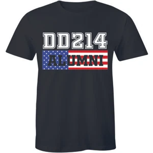 DD214 Alumni Distressed American Flag T-Shirt Military Veteran Mens Tee Shirt - Picture 1 of 1