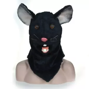 Black Mouse Head Mascot Costume Can Move Mouth Head Halloween Outfit Cosplay - Picture 1 of 6
