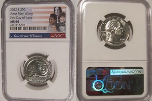 2022 S Anna May Wong 25c NGC MS 66 American Women Quarter FIRST DAY ISSUE - Picture 1 of 2