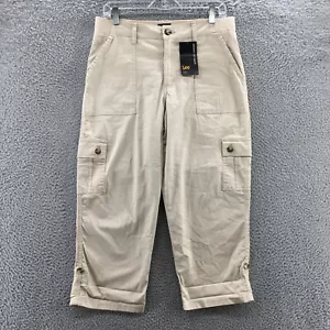 Lee Cargo Pants Womens 10M (actual 33x23) Beige Cotton Blend High Rise Zip NEW - Picture 1 of 24