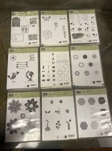 9 assorted Stampin’ up stamps all New Petal Potpourri Merry Everything - Picture 1 of 10