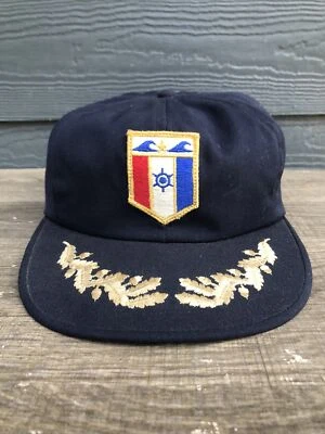 Vintage Rare Astro Cap Henschel Captains Hat Cap Linen Unique Patch Sailing - Image 1 of 4