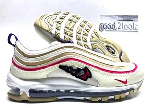 NIKE AIR MAX 97 SE AIR SPRUNG SESAME/ELECTRO PURPLE SIZE MEN'S 9 [DH4759-200] - Picture 1 of 6