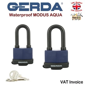 GERDA Resistente CANDADO IMPERMEABLE Seguridad GRILLETE LARGO MODUS AQUA - Imagen 1 de 3