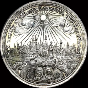 Rothenburg 1882 City View High Relief Unc Silver Medal Germany - Picture 1 of 9