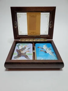 Card Set in Wooden Valet Box 2 Decks Bridge Brand New - Picture 1 of 6