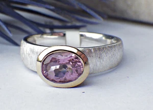 SCHMUCK-STCK RING SILBER PINK TURMALIN NEU FACETTEN 55 17,5 goldplattiert Brasil - Bild 1 von 4