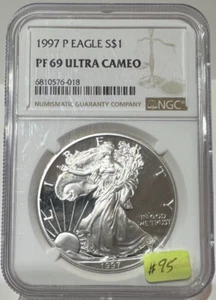 1997 P  SILVER EAGLE $1  NGC PF 69 UCAM - Picture 1 of 4
