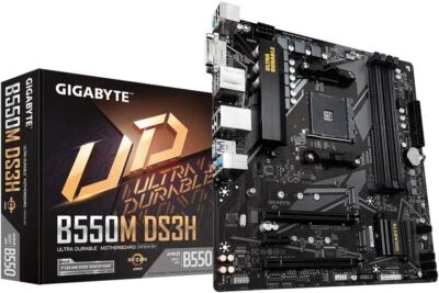 Gigabyte B550M DS3H mATX Motherboard for AMD AM4 CPUs - Image 1 of 3