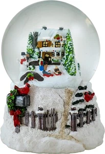 Holiday Sledding Snow Scene Snow Globe by The San Francisco Music Box - Picture 1 of 1