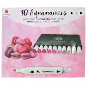 10pk Aquamarkers Calligraphy Markers Dual Tip Water Based Markers Set Pinks - Picture 1 of 1