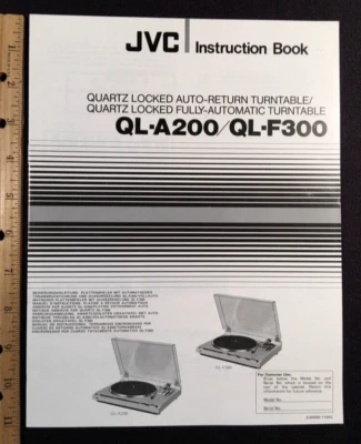 JVC QL-A200 Turntable Original Owners Manual QLA200 Multi Language Manual QLF300 - Image 1 of 4