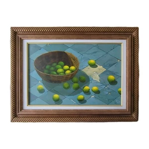 Original Limited Edition Painting By Alphonse Piard "Basket Of Limes" Gold Frame - Picture 1 of 13