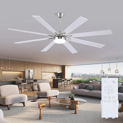 72 Inch Large Ceiling Fans with Lights and Remote, Indoor/Outdoor Nickel Modern  - Image 1 of 4