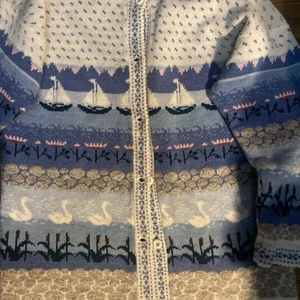 Nordic Wool Cardigan Pullover L/XL Schwan Segelboot Scenic Knit - Bild 1 von 15