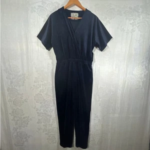 Saturday Sunday Anthropologie Jumpsuit XS Navy Blau Samt Cross Front - Bild 1 von 12
