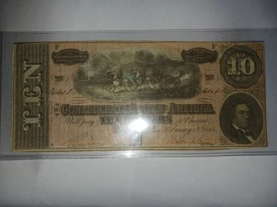 1864 $10 CONFEDERATE STATES NOTE CURRENCY RICHMOND - Image 1 of 4