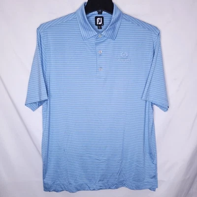 Camisa polo Footjoy para hombre grande a rayas azul, blanca ropa deportiva de rendimiento de golf  Foto 1 de 4