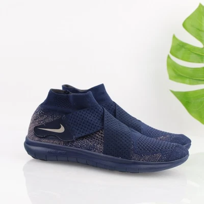 Nike Mujer Free RN Motion Flyknit Zapato para Correr Talla 9 Azul Marino Tenis Entrenador Medio Foto 1 de 4
