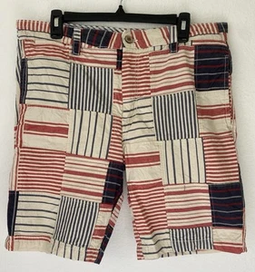 Tailor Vintage sz 34 Patchwork Plaid Indian Madras Shorts Red White Blue Classic - Picture 1 of 13