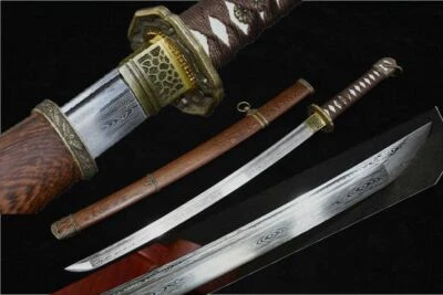 Espada militar japonesa ejército afilada damasco acero samurai Katana Wakizashi Foto 1 de 4