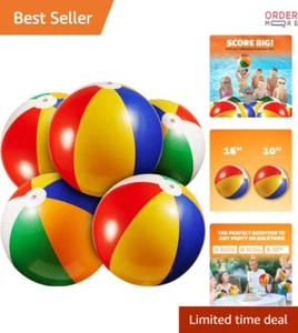 Inflatable Vinyl Beach Balls Bulk Pack of 12 16 Inch Rainbow Party Favors - Picture 1 of 10