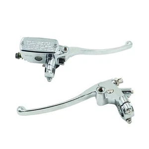 Chrome 7/8" Motorcycle Handlebar Hydraulic Brake Master Cylinder Clutch Lever - Picture 1 of 5