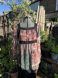 Atmosphere Boho Empire Line Long Sleeve Patchwork Print Tunic Top Sz 12 - Picture 1 of 9