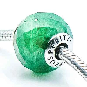 Ciondolo Pandora ESSENCE Prosperità Argento Sterling con Avventurina Verde Sfaccettata - Foto 1 di 6