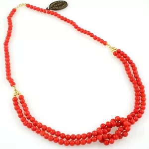 Collana da donna in corallo e oro giallo 18 kt by CARAVECCHIA con nodo - Foto 1 di 1