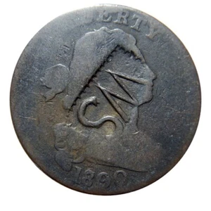 Large cent/penny 1800, 80 over 79 overdate with SW private counterstamp - Picture 1 of 3