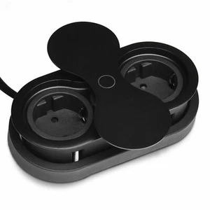 Enchufe doble Schuko Push to open tapa giratoria negro enchufe empotrado enchufe - Imagen 1 de 4