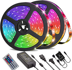 LED Strip Lights 100ft 50ft Music Sync 5050 RGB Room Light with Remote New
