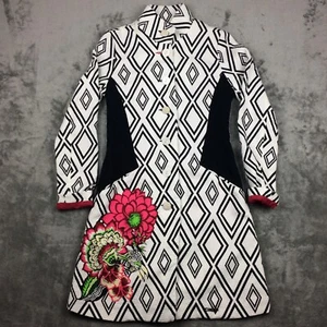Desigual Floral Jacket Womens 36 Art to Wear Mismatched Buttons Geometric - Picture 1 of 18