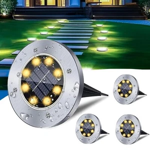 Solar Ground Lights, Portable Recessed Outdoor Garden Bright In-Ground Lights - Picture 1 of 15