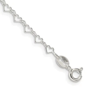 Sterlingsilber 3,5 mm ausgefallene Herzgliederkette Halskette - Bild 1 von 2