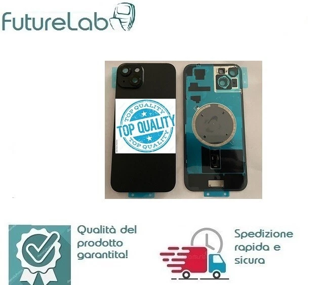 VETRO SCOCCA POSTERIORE BACK COVER CON METAL PLATE+MAGNETE IPHONE 15 PLUS BLACK - Immagine 1 di 1