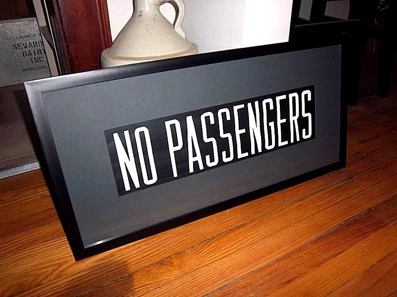 NYC NY SUBWAY SIGN NO PASSENGERS ROLL SIGN MATTED FRAMED COLLECTIBLE HOME ART - Image 1 of 3