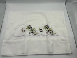 Embroidered Pillow Cases (2) With Green, Purple And Black New - Picture 1 of 6