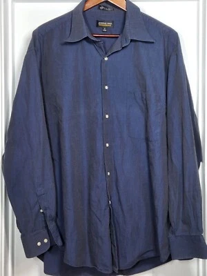 Camisa social Joseph Feiss masculina tamanho 17-34/35 azul marinho manga longa com botões - Imagem 1 de 4