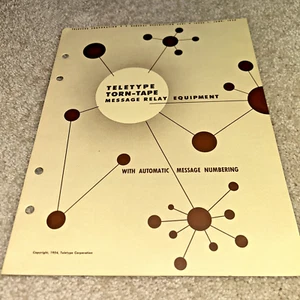 1954 TELETYPE / WESTERN ELECTRIC TORN-TAPE MESSAGE RELAY EQUIPMENT Brochure - Picture 1 of 8