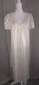 Vtg Miss Elaine Nightgown Womens Large Satin Lace Dress ILGWU Soft Girl Fairy - Picture 1 of 21