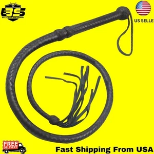 Bullwhip 3 Feet Long 12 Plait Genuine Leather Bull Whip Heavy Duty Bullwhip - Picture 1 of 5