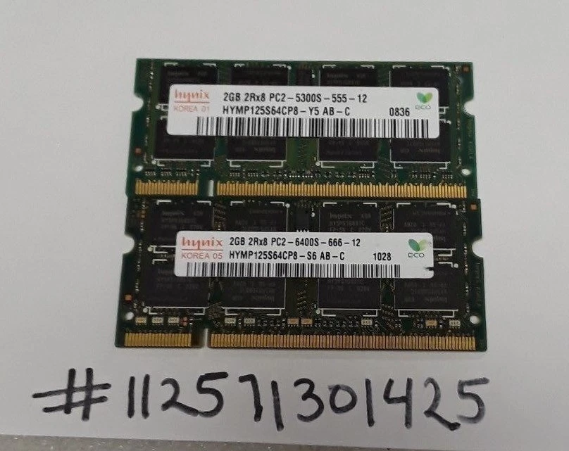  4GB =2X 2GB  DDR2 PC2 PC2-6400S DDR2-800 6400 800  200PIN NON-ECC  LAPTOP RAM  - Image 1 of 1