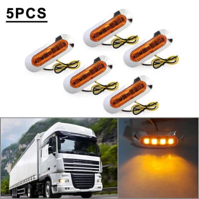 5 Pcs 4 LED Side Clearance Marker Light Fit Car Truck Trailer Pickup 12V 24V New - Image 1 of 4