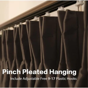 Extra Long Blackout Pinch Pleat Window Curtain for Bedroom 52"W x 120"L Brown - Picture 1 of 5