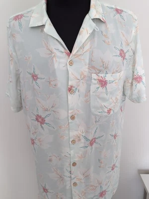 Faherty Mens Kona Camp Shirt Floral Mint Short Sleeve Rayon Size Large NEW - Image 1 of 4