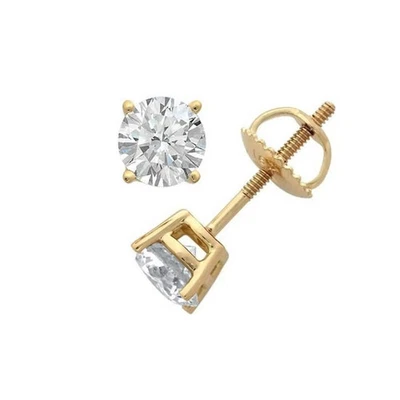 2Ct Lab Created Diamond Diamond Stud Earrings 14K Yellow Gold Plated - Image 1 of 2