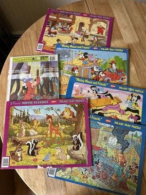 Disney Inlaid Tray Puzzles Lot Of 6 Mickey Bambi 30 Pieces Puzzle Jaymar Vintage - Image 1 of 4